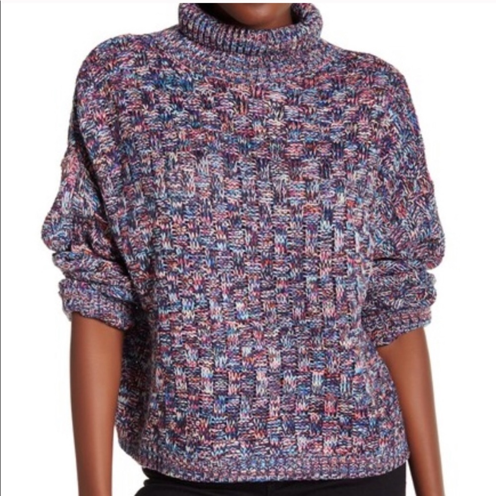 Nordstrom Elodie Basket Weave Turtle Neck Sweater
